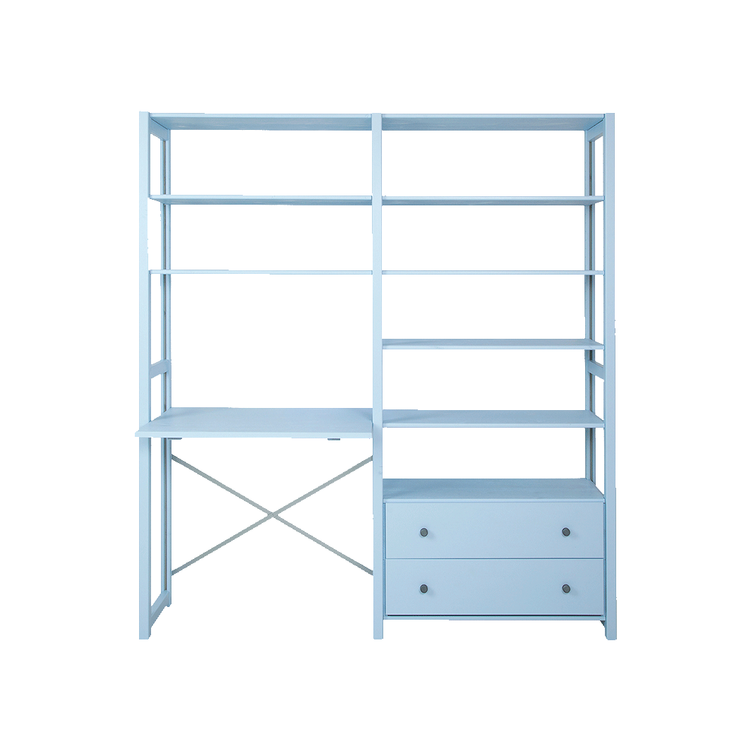 By Aulum Agger Deluxe Stigereol m. skrivebord, H: 179 x B: 163 cm - Himalayan Blue
