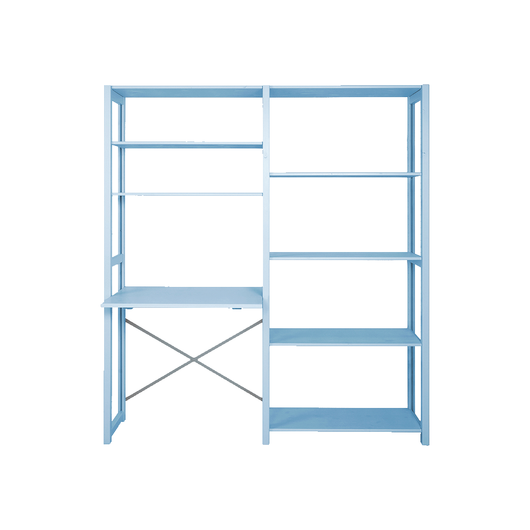 By Aulum Agger Large Shelving Unit with Desk, H: 198 x W: 163 cm - Himalayan Blue