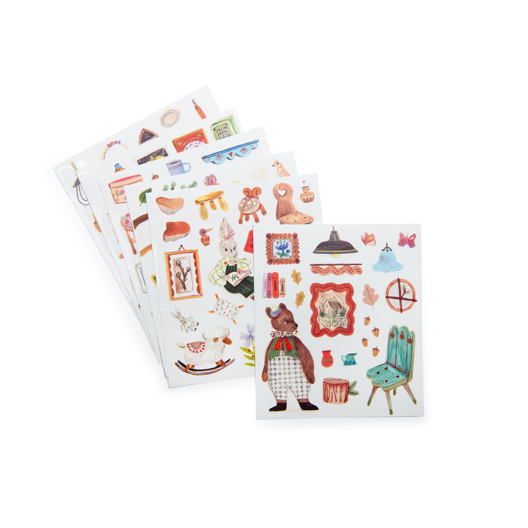 Moulin Roty Coloring Book with 150 Stickers, Les Minouchkas