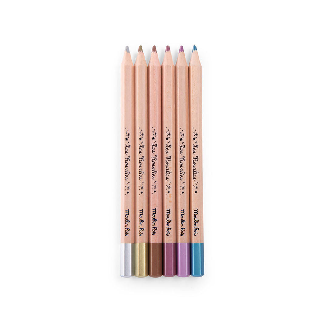 Moulin Roty Colored Pencils 6 pcs, Metallic - Les Rosalies