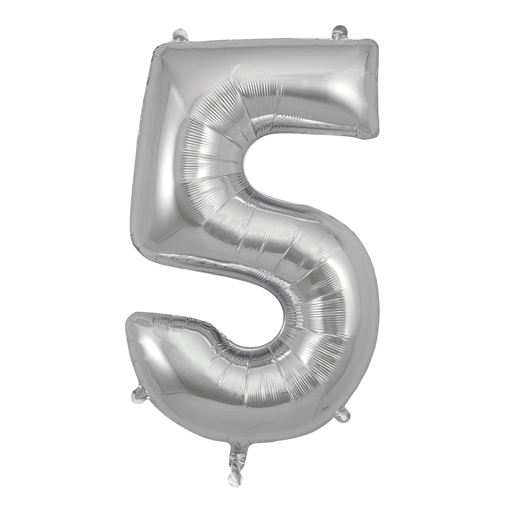 My Little Day, Giant Foil Balloon in Numbers, Silver - 0-9