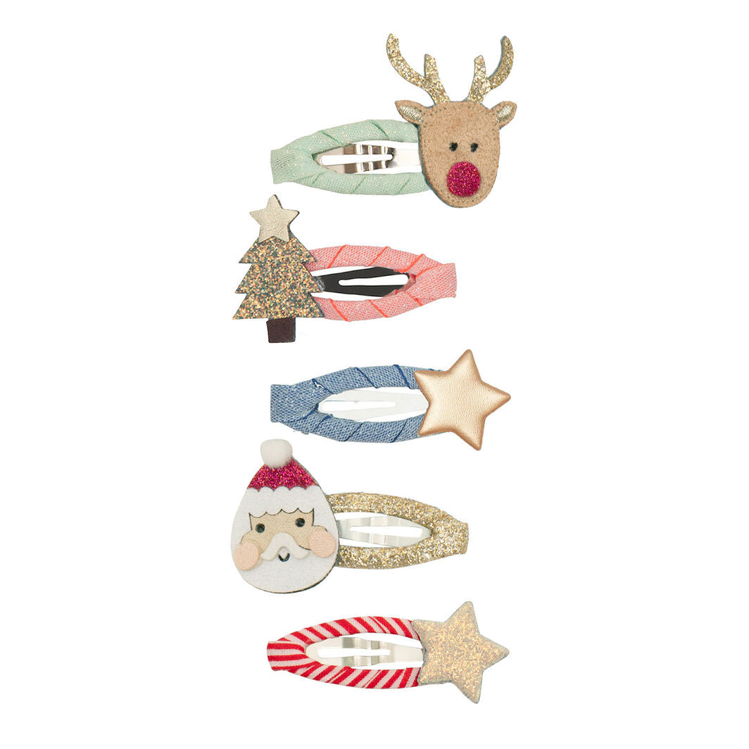 Mimi & Lula 5 Hair Clips, Mini Santa Christmas