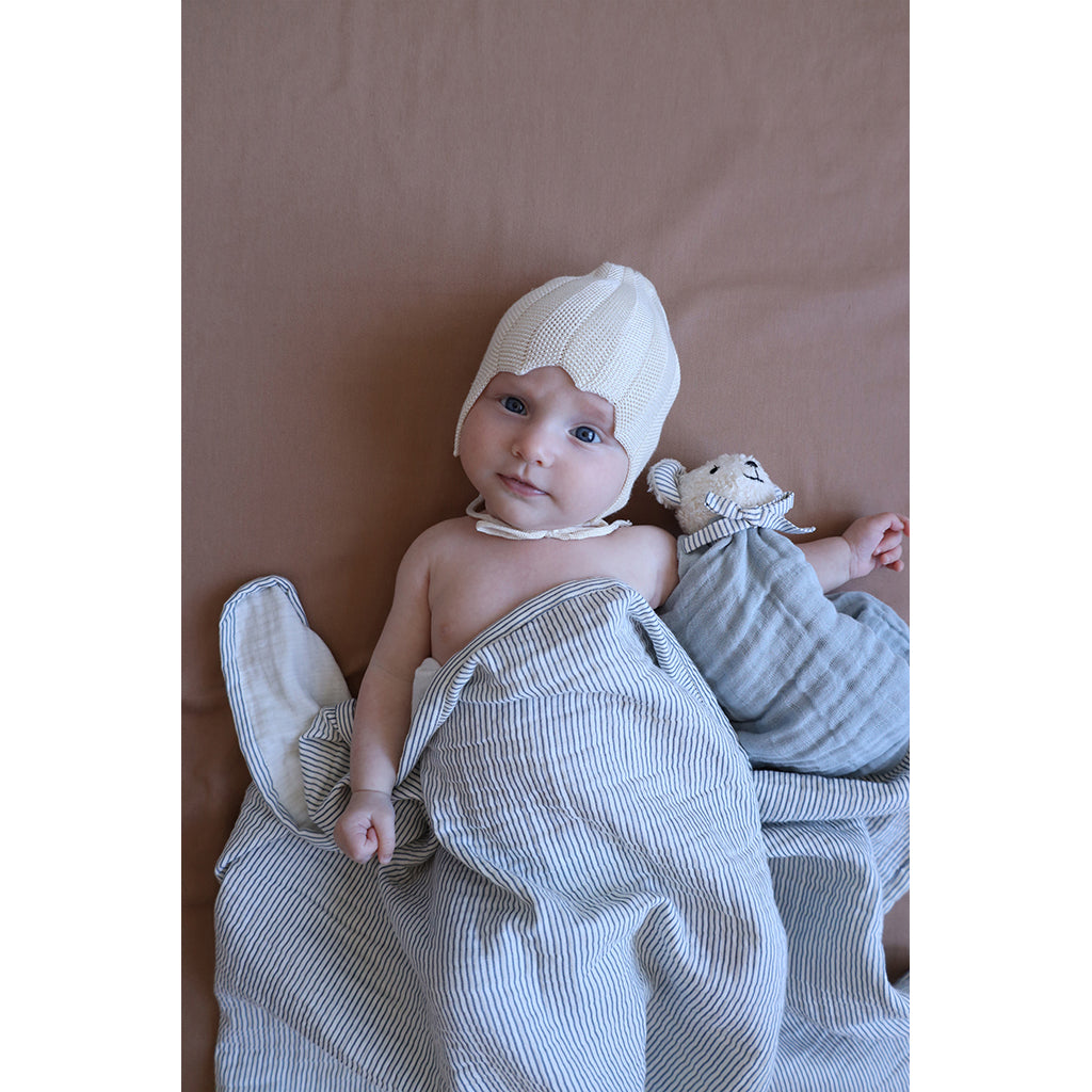 Cam Cam Muslin Baby Blanket, Organic, GOTS - Stripe Blue
