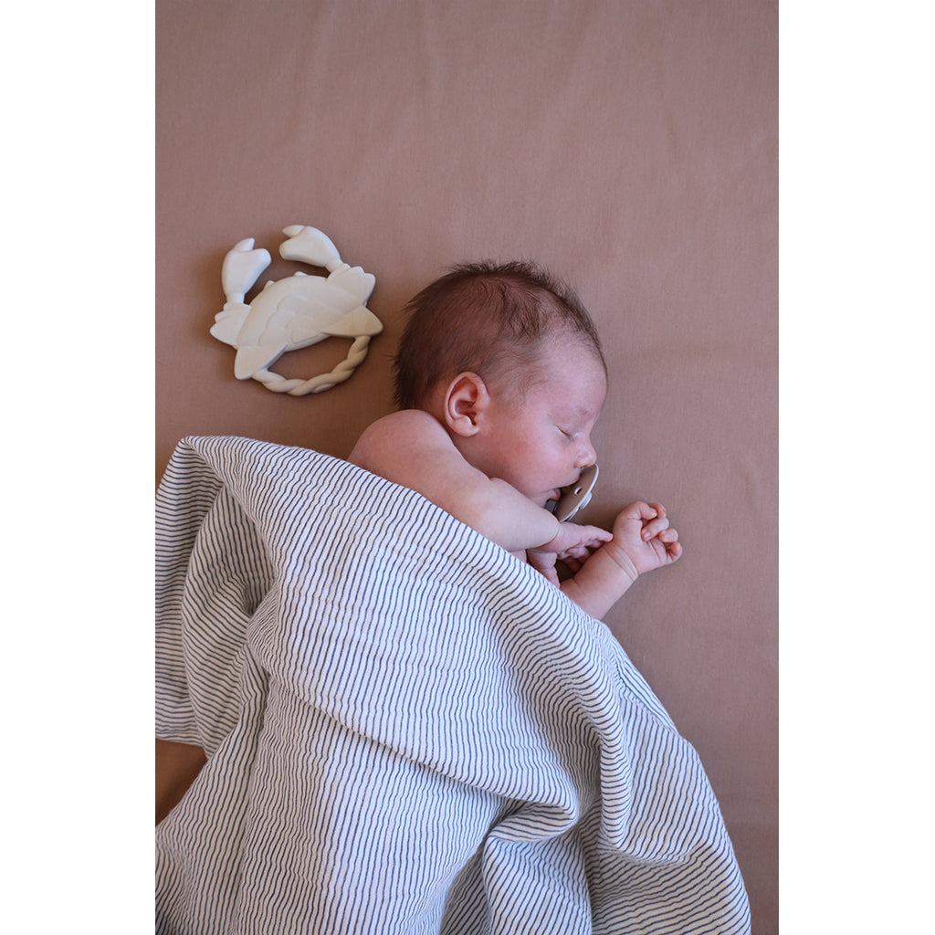 Cam Cam Muslin Baby Blanket, Organic, GOTS - Stripe Blue
