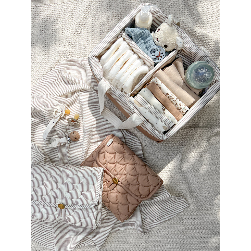 Cam Cam Diaper Caddy Organizer - Classic Stripes Camel