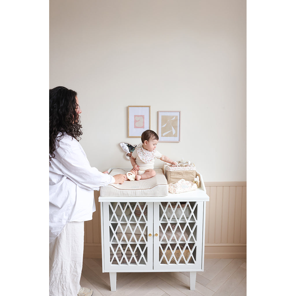 Cam Cam Changing Pad, Organic - Stripes Camel