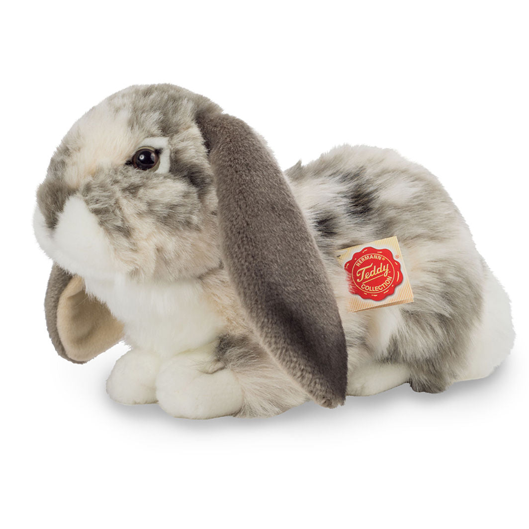 Teddy Hermann bamse, Liggende kanin, grå-hvid - 30 cm
