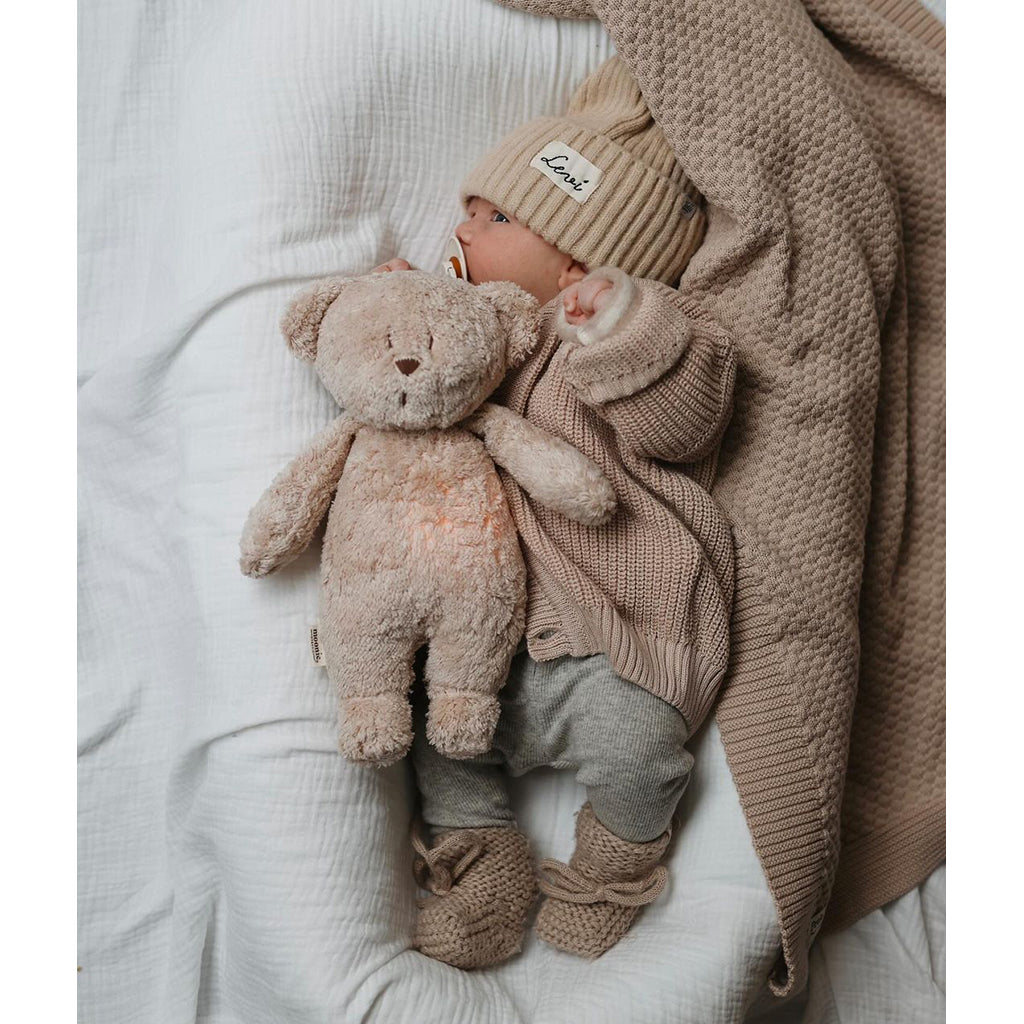 Moonie 2.0, Organic Humming Bear with Pink Noise and Nightlight – Grey