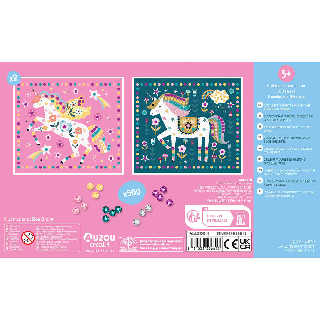 Auzou Sticker Mosaic, Rhinestone Art Activity Set - Unicorn