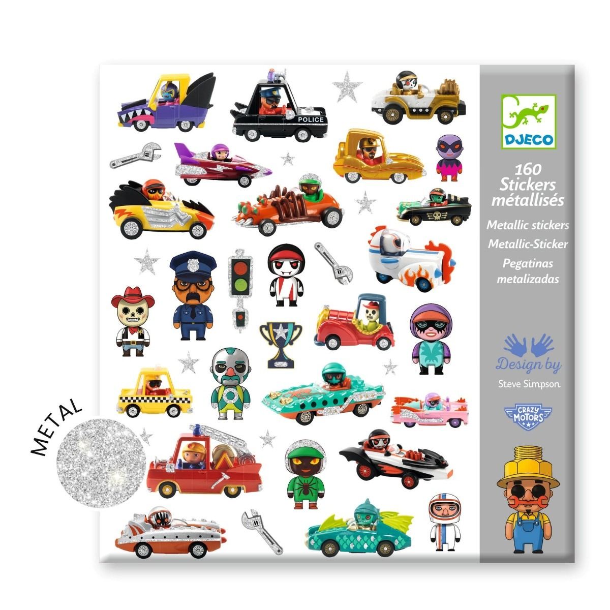 Djeco Stickers, Crazy Motors - Metallic Effect