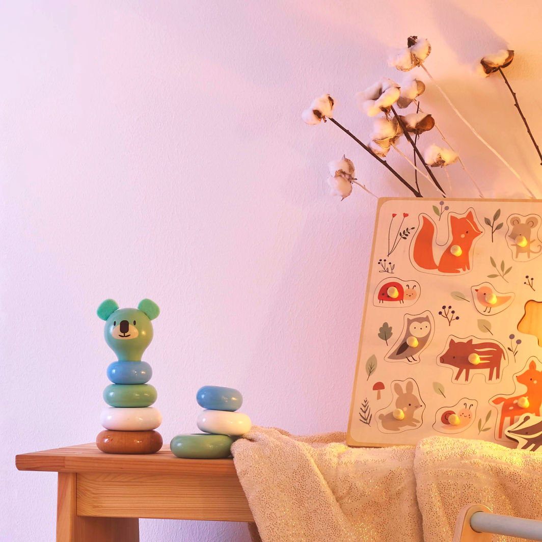 Vilac Knob Puzzle, 12 Pieces – Woodland Animals