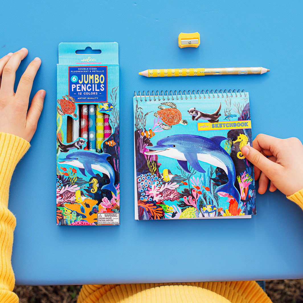 eeBoo 6 Jumbo Color Pencils, Sea Life Edition