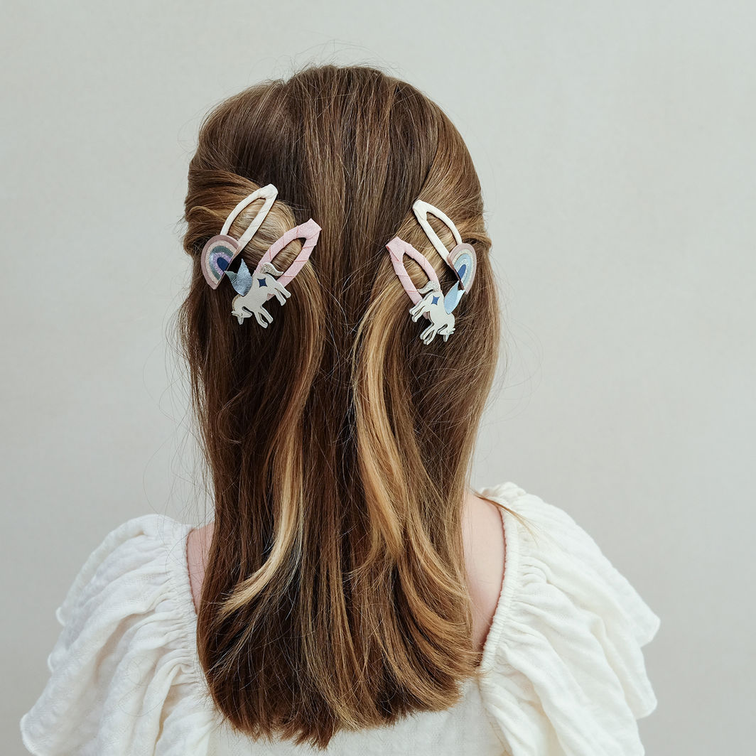 Mimi & Lula Hair Accessories, 4 Hair Clips - Winged Unicorn Celeste