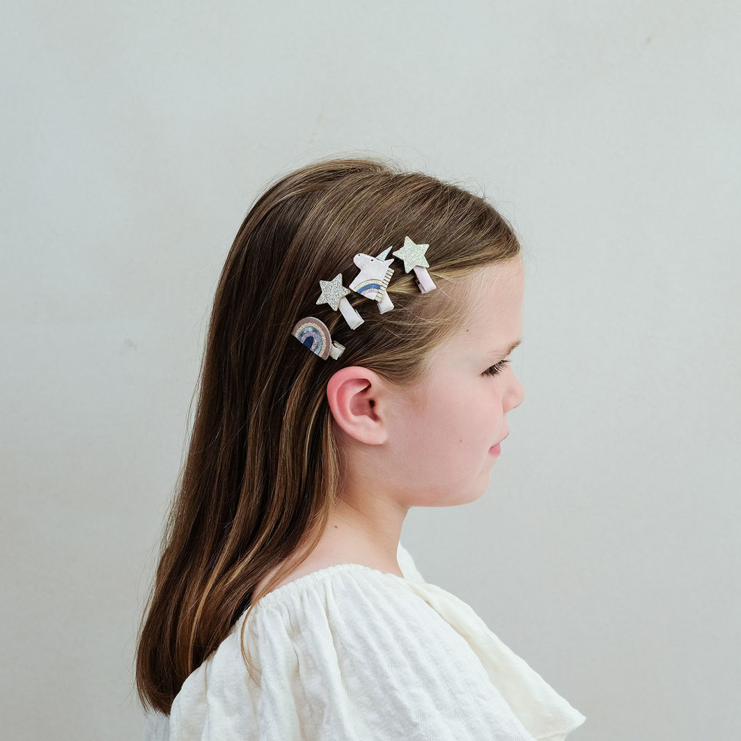 Mimi & Lula Hair Accessories, 8 Hair Clips - Mini Unicorn Celeste