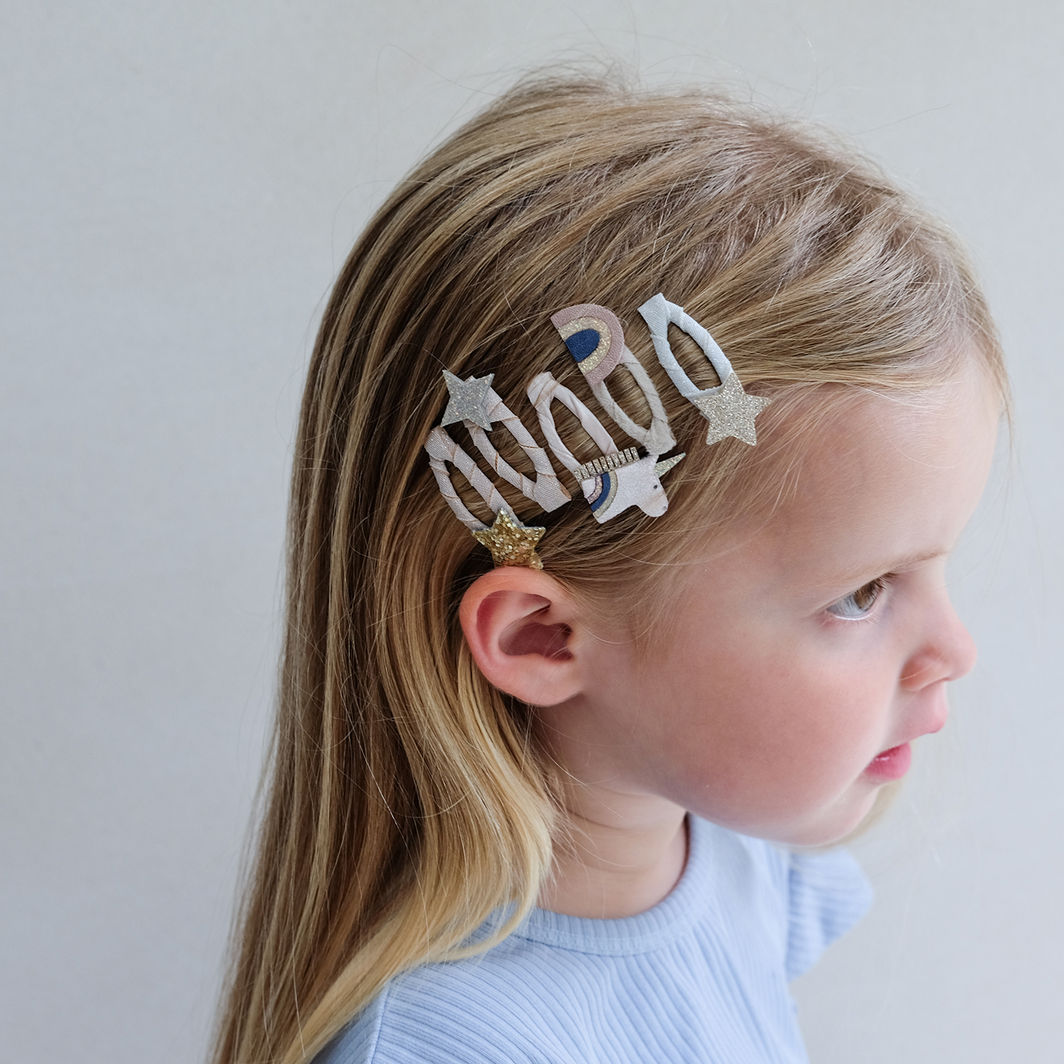 Mimi & Lula Hair Accessories, 5 Hair Clips - Mini Unicorn Celeste