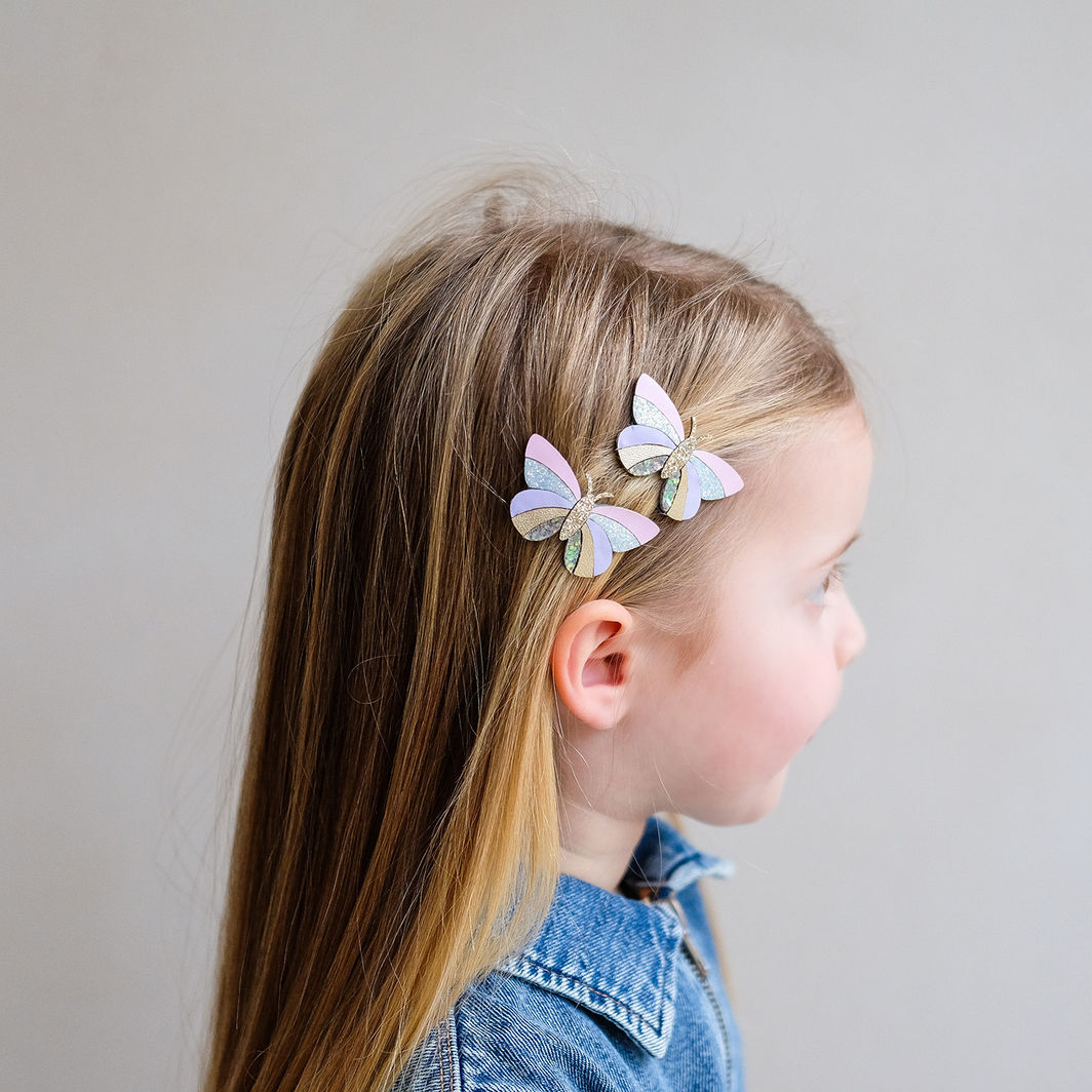 Mimi & Lula 2 Hair Clips, Striped Butterfly Bouquet