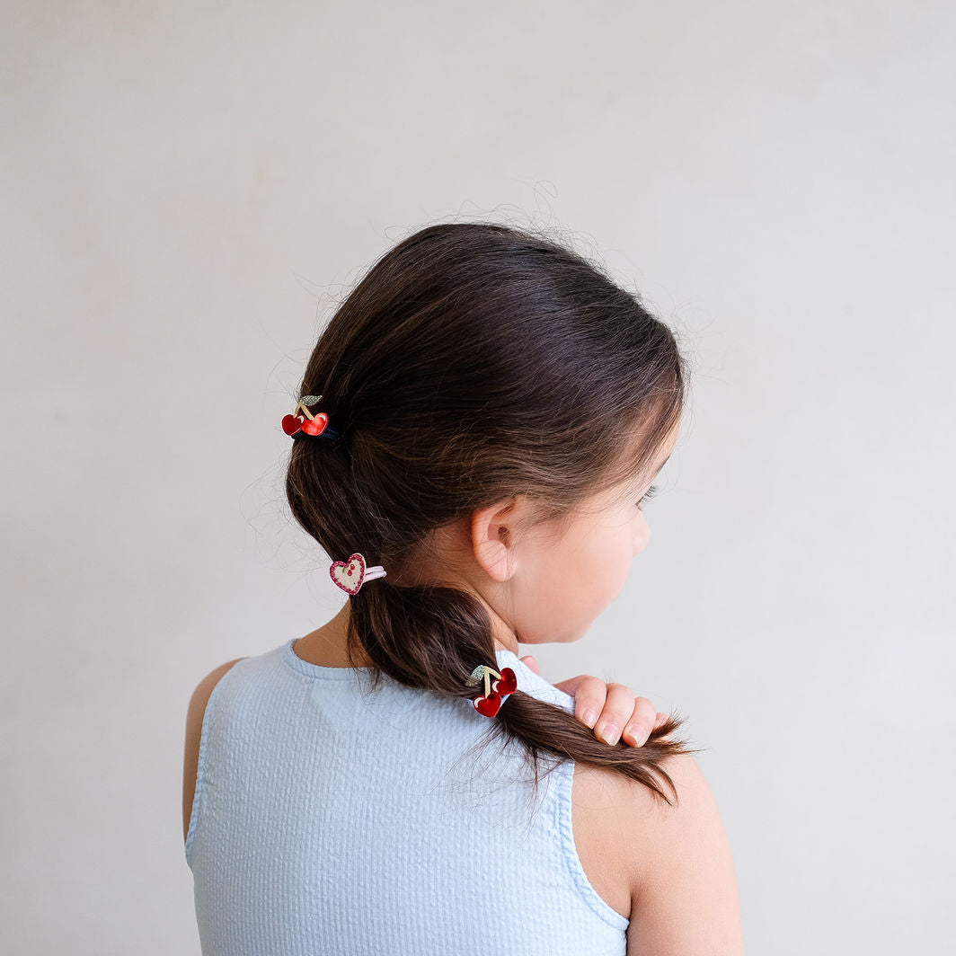 Mimi & Lula 6 Hair Elastics, Mini Red Cherries Mon Cheri