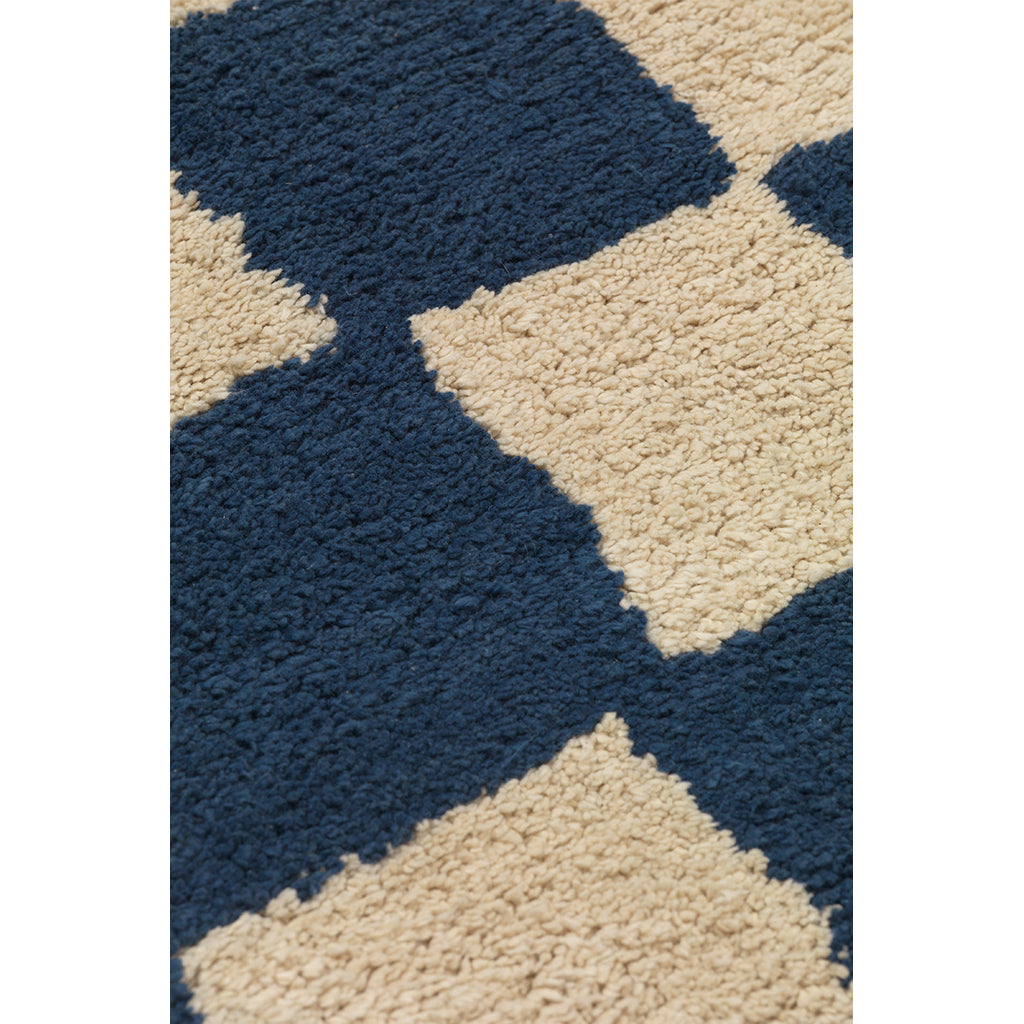 ferm Living Mara Washable Rug, Deep Blue/Warm Sand – 80 x 150 cm