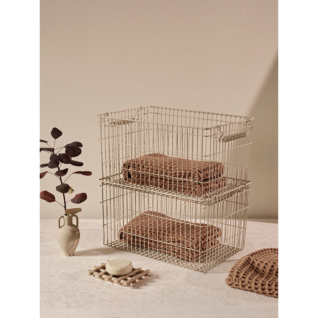 ferm Living Wire Baskets, Cala Stackable Baskets, Set of 2 - Poppy Red