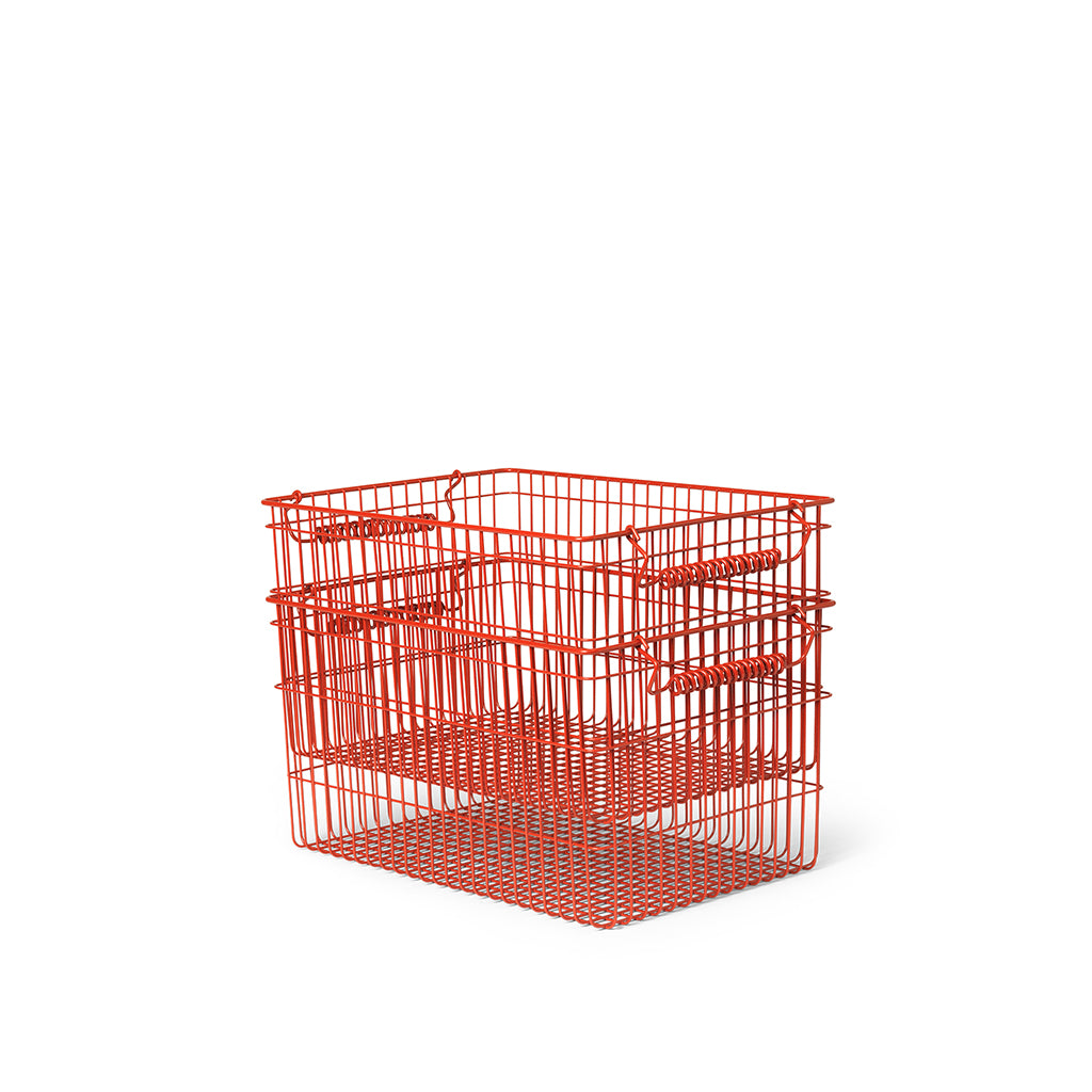 ferm Living Wire Baskets, Cala Stackable Baskets, Set of 2 - Poppy Red