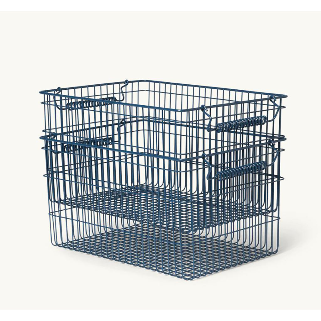 ferm Living Wire Basket, Cala Stackable Baskets, Set of 2 pcs. - Dark Blue