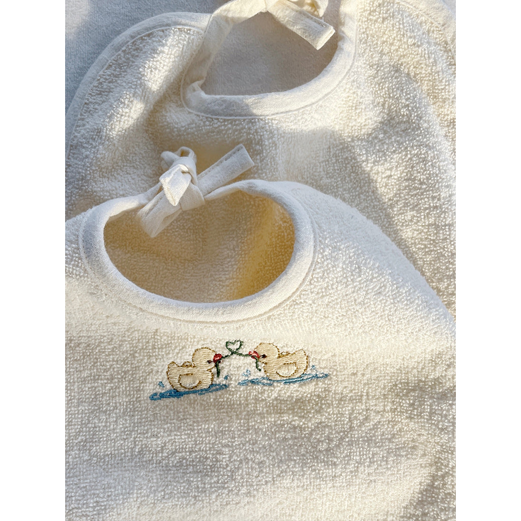 Fanga Fontana Fio Terry Bib, GOTS Certified, 2-Pack - Antique White