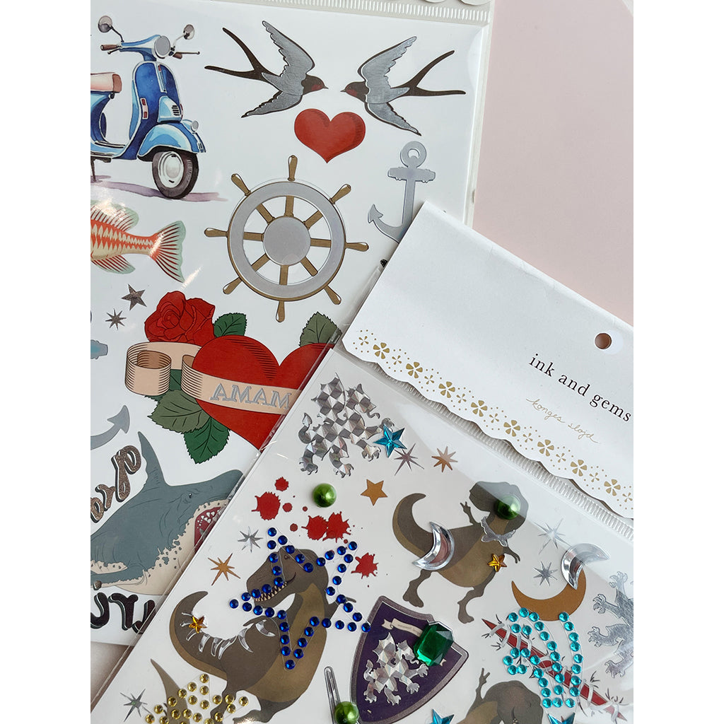 Konges Sløjd Temporary Tattoos and Self-Adhesive Gems, Boy