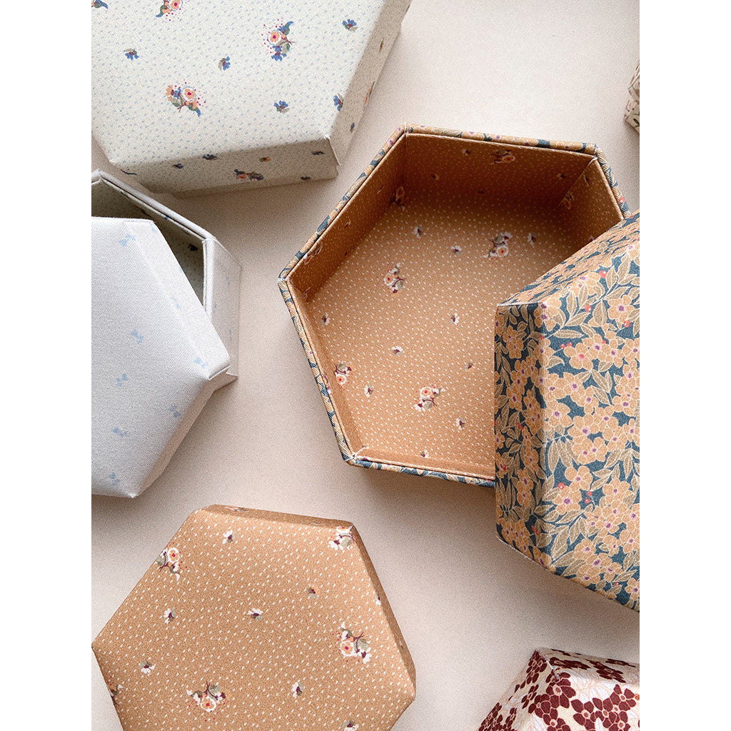 Konges Sløjd, Fabric-Covered Boxes - Flower Bouquet/Petit Bisou Blue