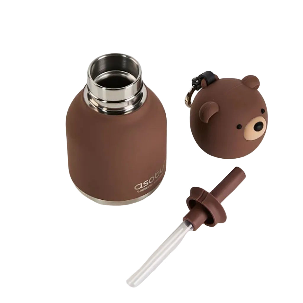 Asobu Bestie Mini Thermo Drink Bottle with Keychain, 200 ml – Brown Bear