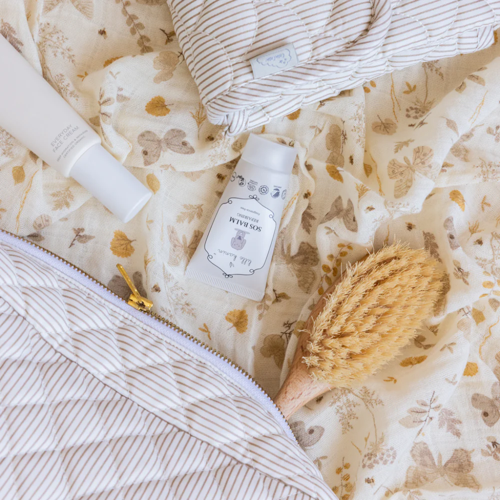 Cam Cam quiltet toilettaske, Classic Stripes Camel