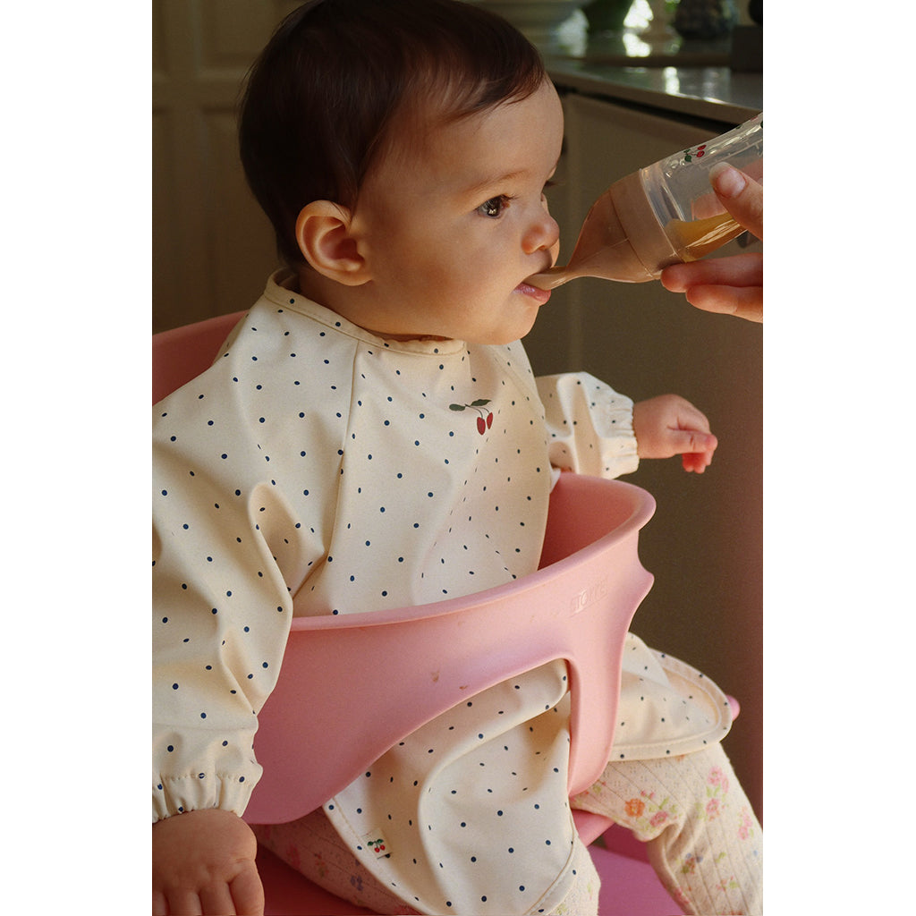 Konges Sløjd Dinner Bib with Sleeves, 6 months - 3 years - Navy Dot/Rain Washed