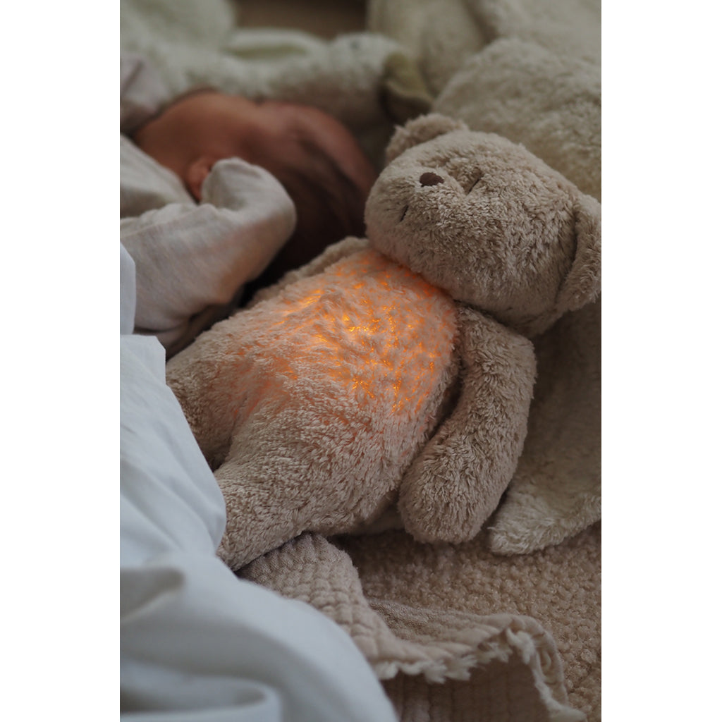 Moonie 2.0, Organic Humming Bear with Pink Noise and Nightlight – Grey