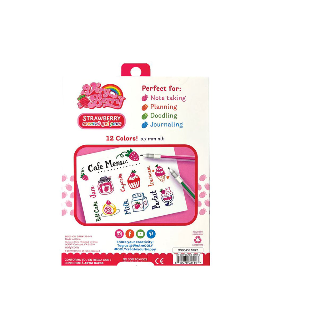 OOLY - Scented Gel Pens Set of 12 - Very Berry Strawberry