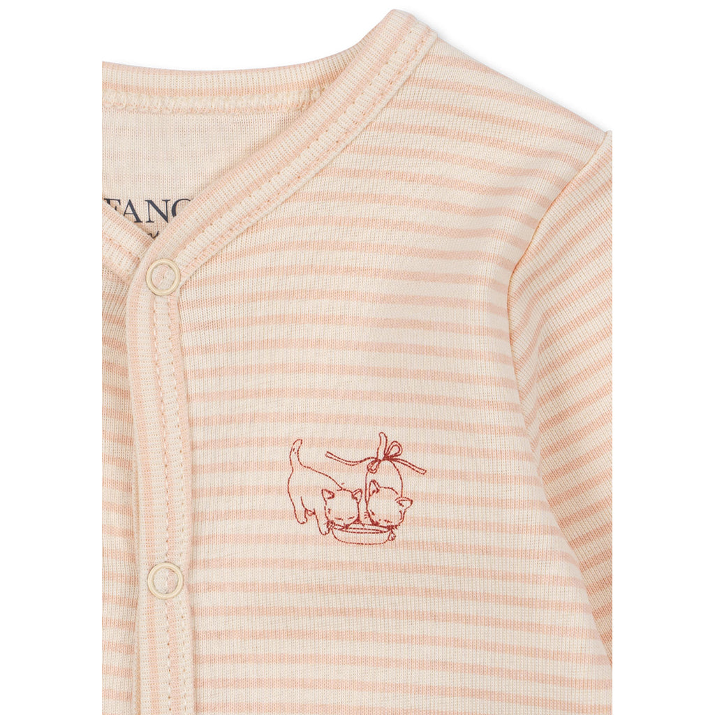 Fanga Fontana Fio Long-Sleeved Bodystocking in Tea Stripe Cameo – Size 1–6 Months