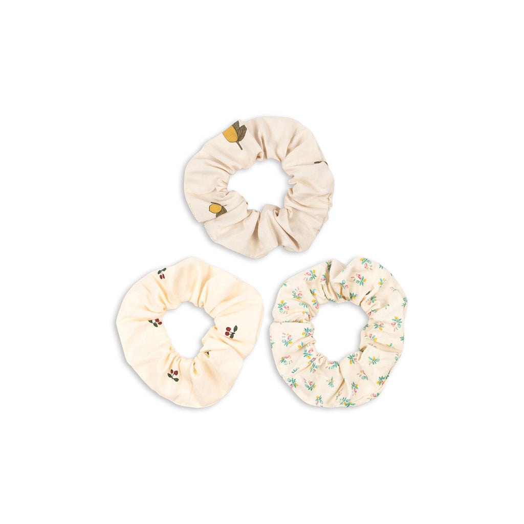 Konges Sløjd Hair Elastics, Set of 3 Large - Cherry/Lemon/Fleur Coloré
