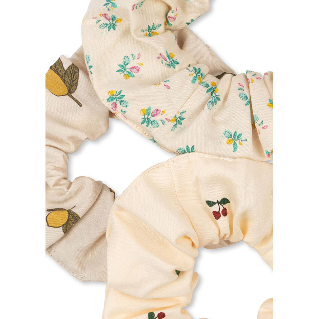 Konges Sløjd Hair Elastics, Set of 3 Large - Cherry/Lemon/Fleur Coloré