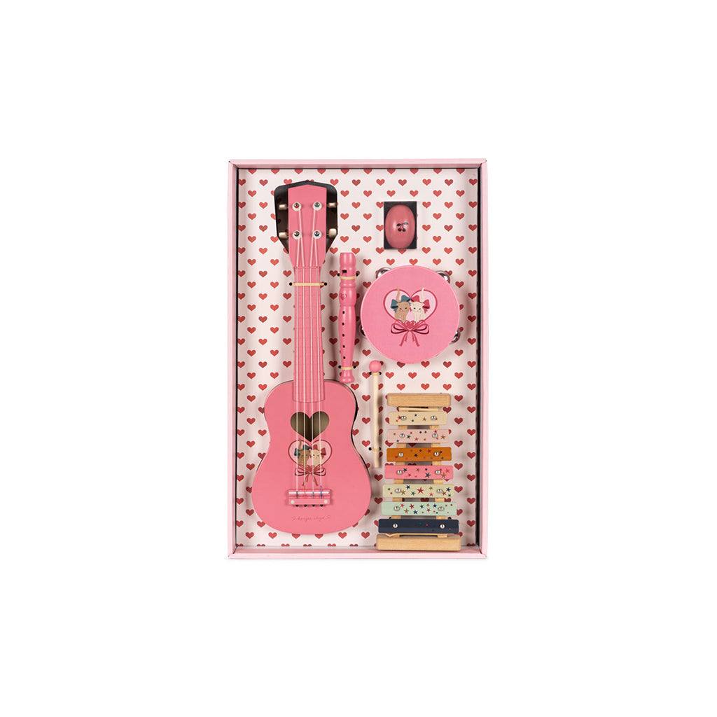 Konges Sløjd Set with Musical Instruments, All I Wish For - Bow Kitty Pink