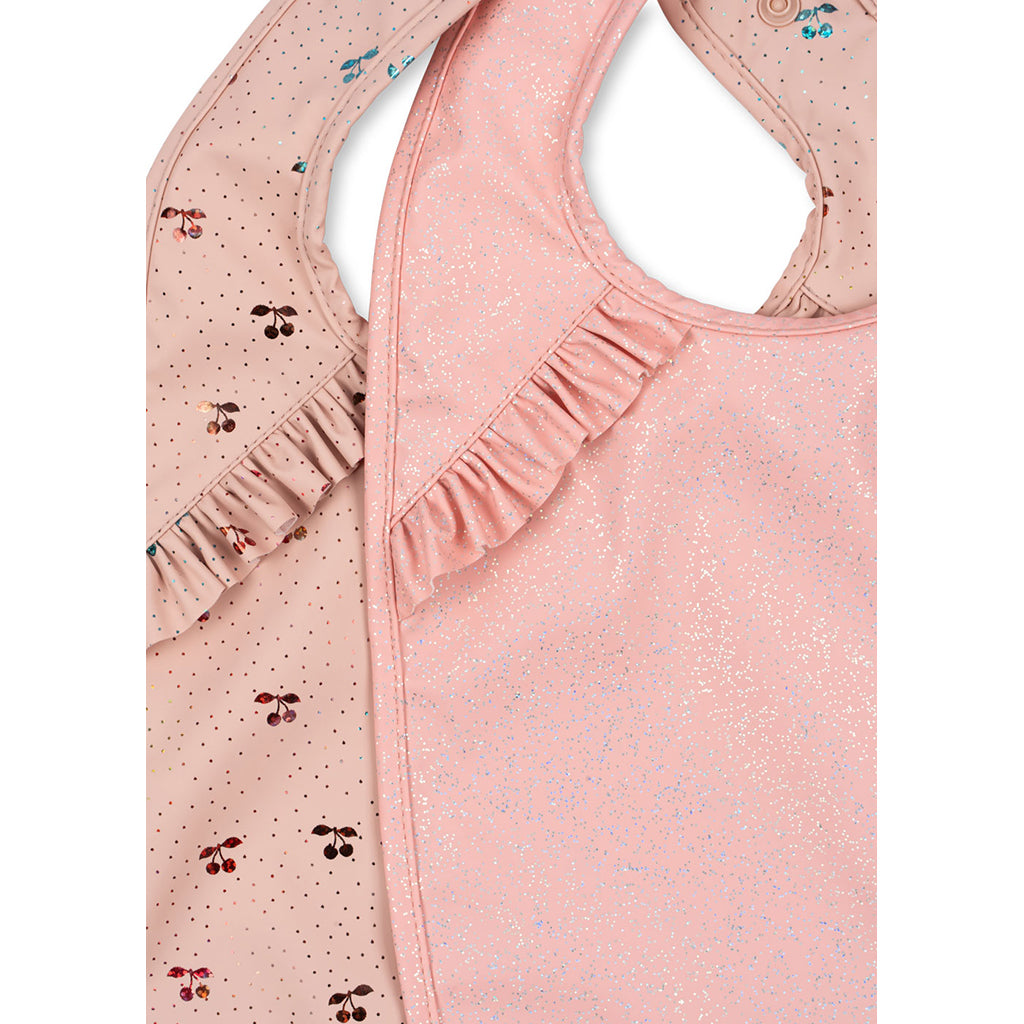Konges Sløjd Bib with Ruffles, 2-Pack - Cherry Sparkle