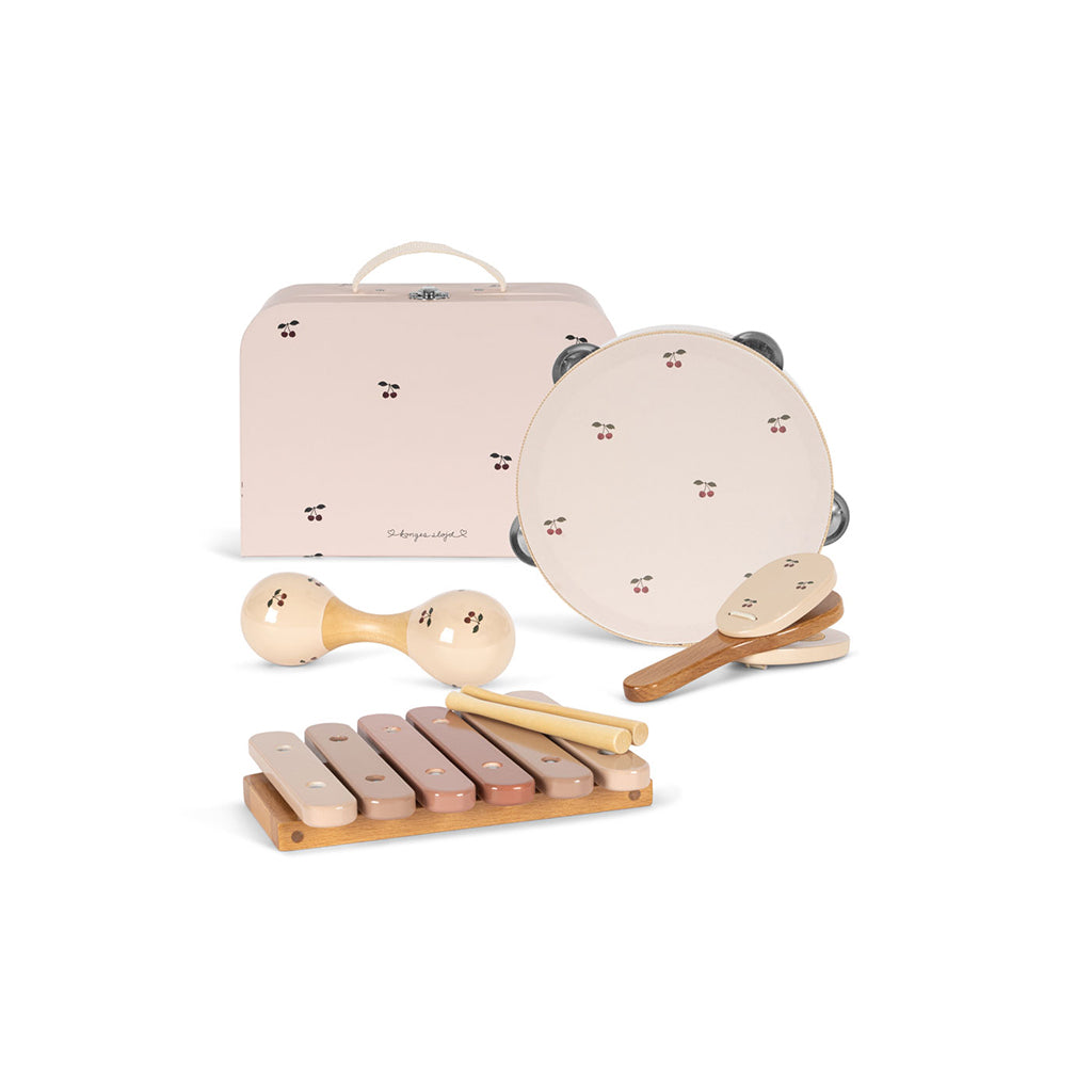Konges Sløjd Musical Instrument Set in Suitcase, 4 Pieces – Cherry