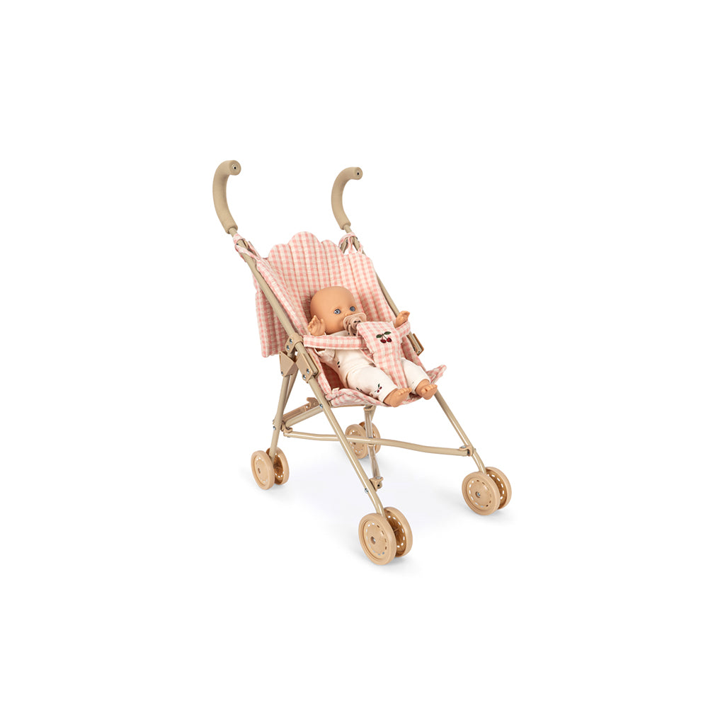 Konges Sløjd Poppy Doll Set with Doll and Stroller, Pink Check