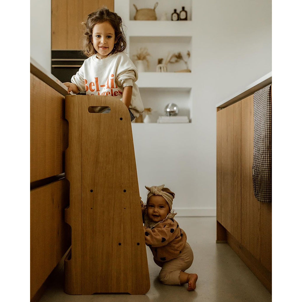 Curve-Lab Learning Tower, Birch with Walnut Surface