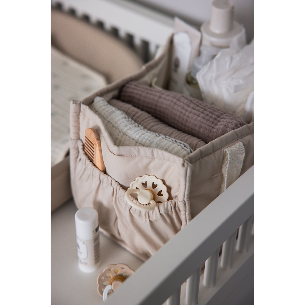 Sebra Fabric Changing Storage Basket with Handles, Morning Beige