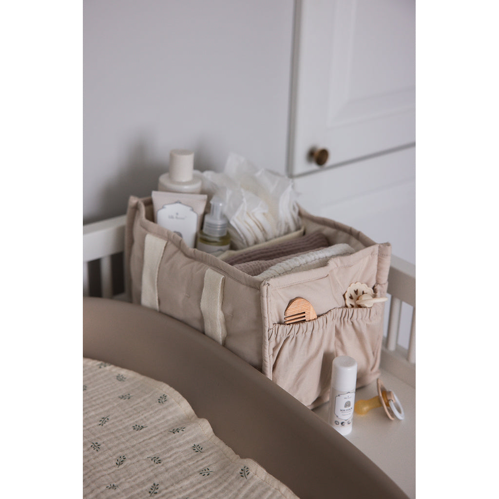 Sebra Fabric Changing Storage Basket with Handles, Morning Beige