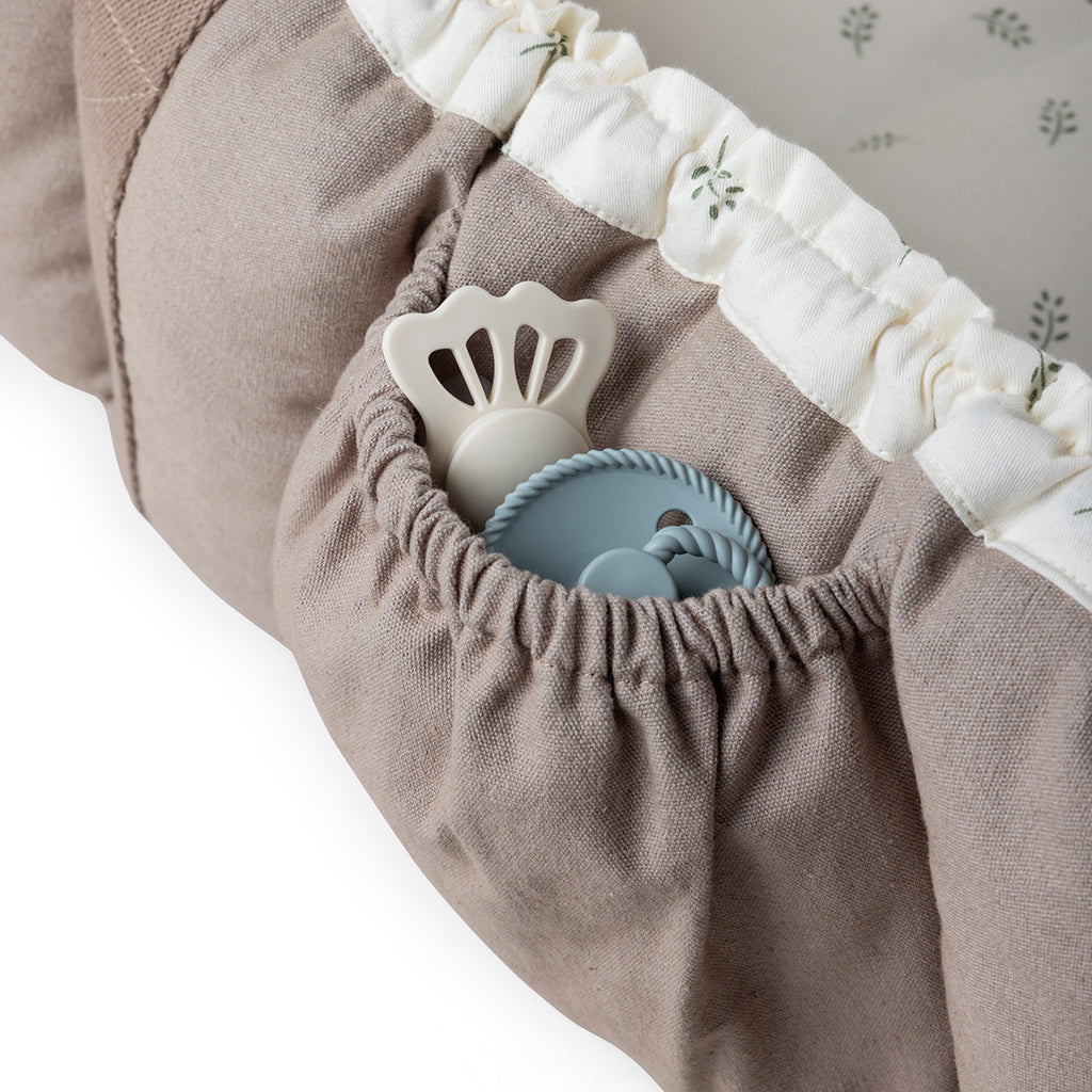 Sebra 3-in-1 Baby Nest, Baby Lift, and Play Mat, Sophora Leaves - Beige
