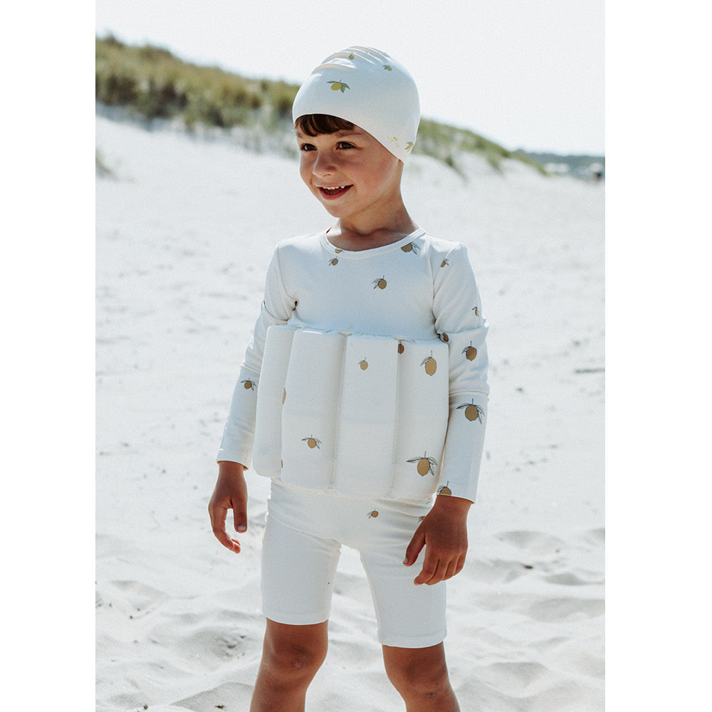 Konges Sløjd Full Swimsuit with Removable Float Blocks, Lemon – For Ages 9 Months to 4 Years