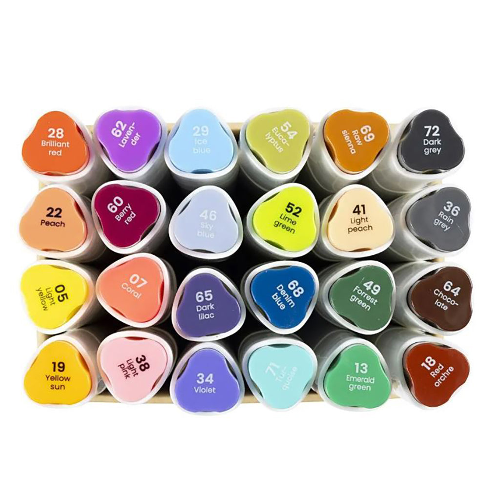 Illustration Marker, Dual Tip, 1mm & 8mm Lines, Set of 24 – Supplementary Colours
