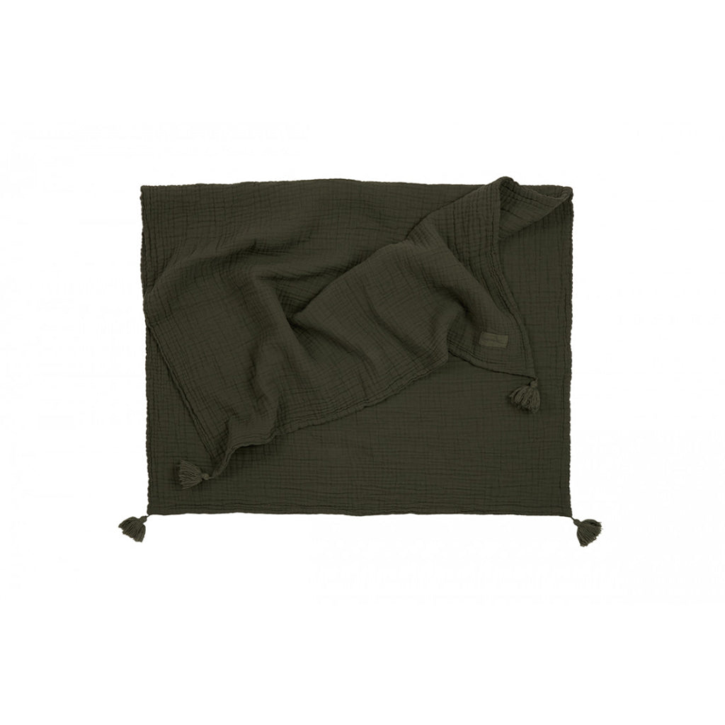 Nobodinoz Baby Blanket, Wabi Sabi Double Muslin, 65 x 100 cm - Vetiver