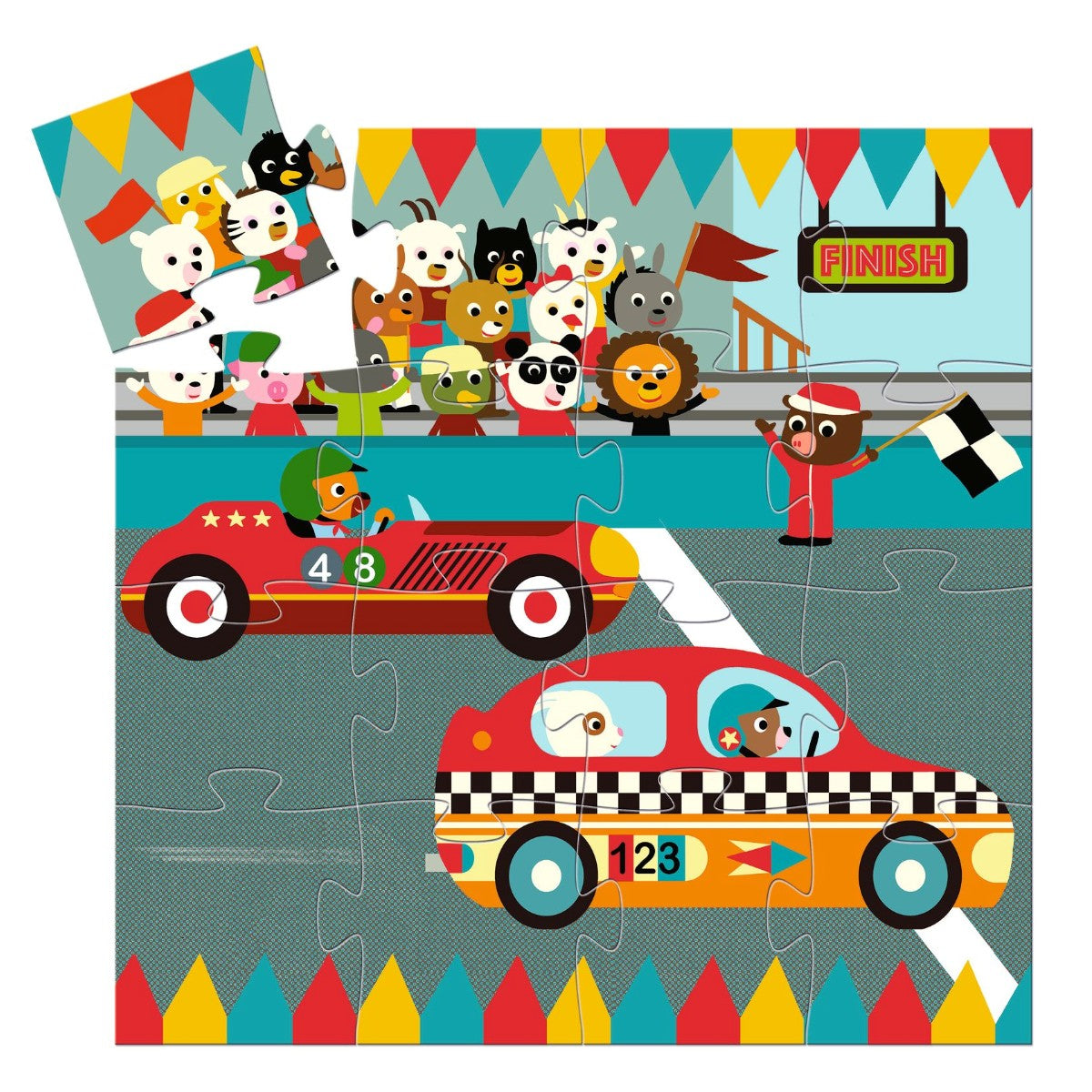 Djeco Silhouette Puzzle, Race Car - 16 Pieces