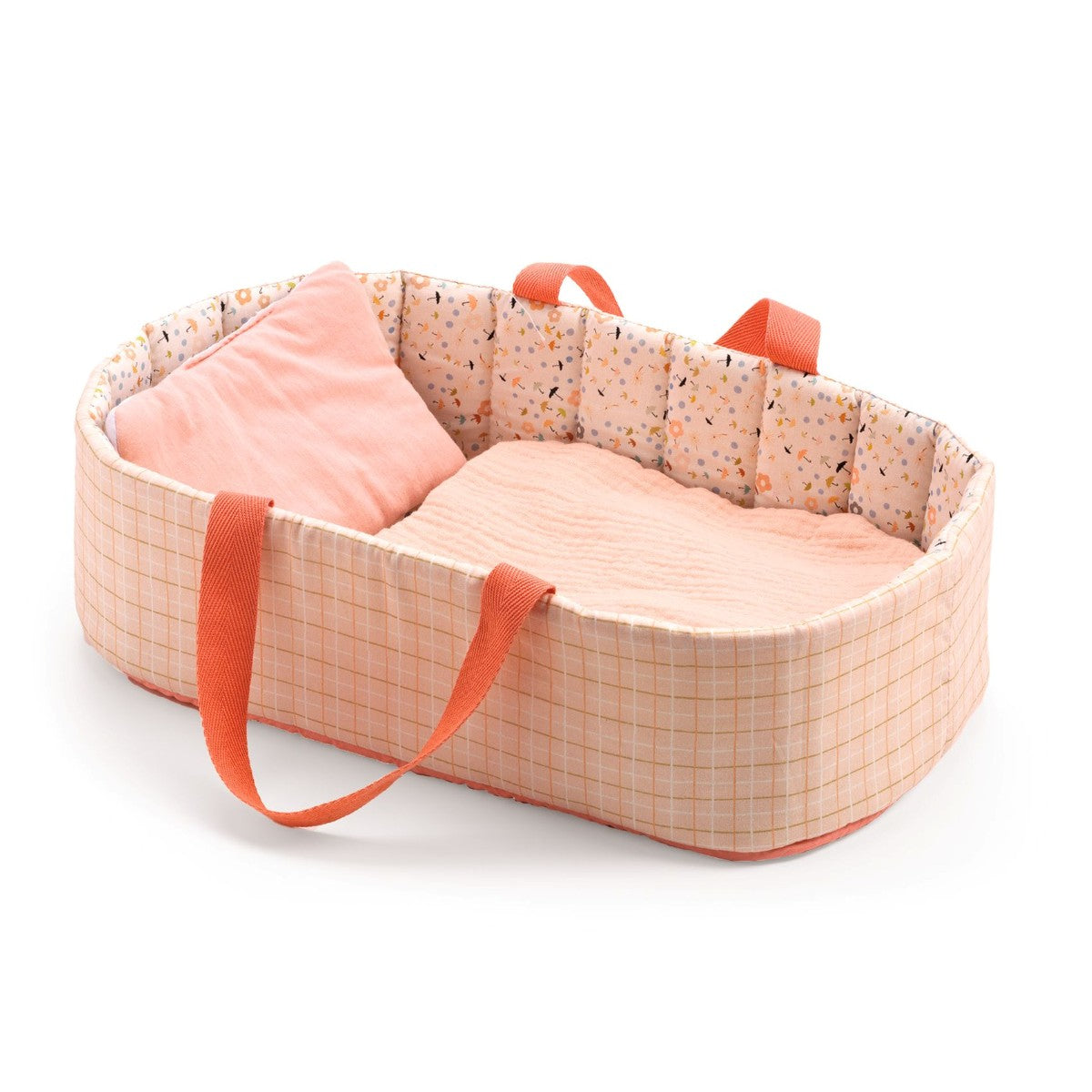 Djeco Pomea Doll Carry Cot, Pink Lines