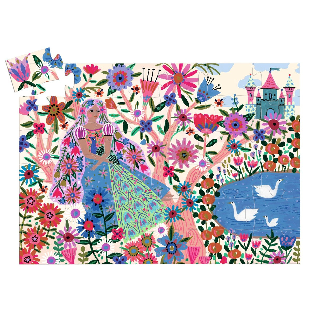 Djeco Silhouette Puzzle, The Princess and the Peacock, 36 Pieces